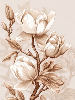 Beige Magnolia Minimalistic 