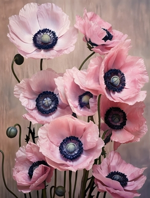 Pink Beige Textured Floral Art