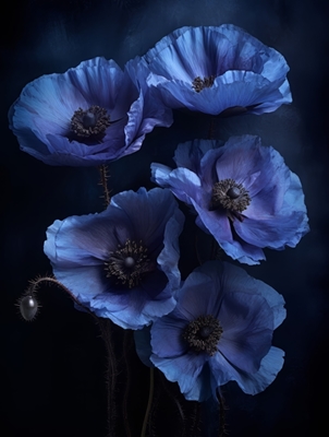 Blue Black Floral Art 
