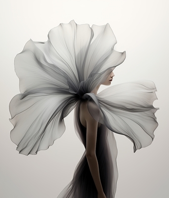 Černá a bílá květinová žena