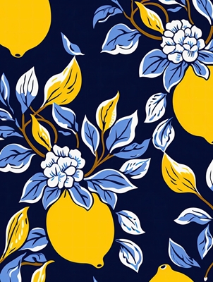 Blue Yellow Navy Lemon Art