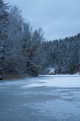 Frozen lake Haukkalampi