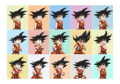 Múltiples poses de Goku 