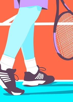 De voeten van de tennisser