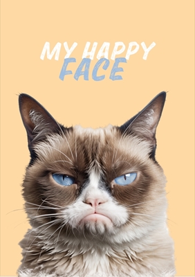 Grumpy cat. Beige. Meme