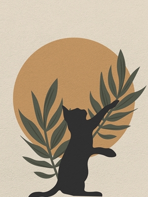 Silhouette cat and plant