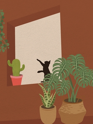 Plant bij terracotta kamer
