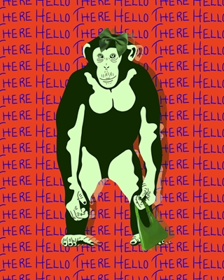 The monkey with the green bag