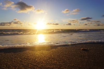 Solnedgang på stranden