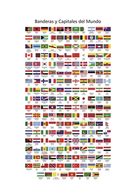Vlaggen en hoofdsteden van de wereld