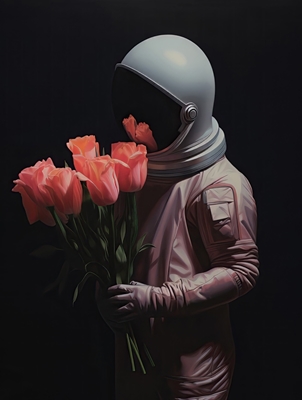 Astronauta con flores