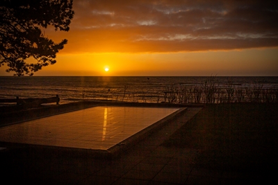 Sunrise at the pool in winter