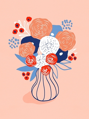 Fersken Abstrakt Floral Vase 1 