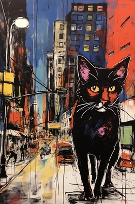Katt på stadspromenad