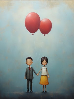 Girl and Boy with balloons