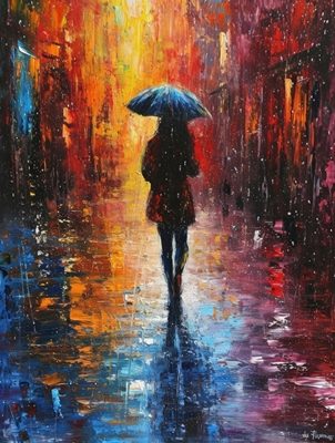 Femme sous la pluie