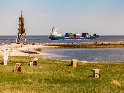 Container ship in Cuxhaven