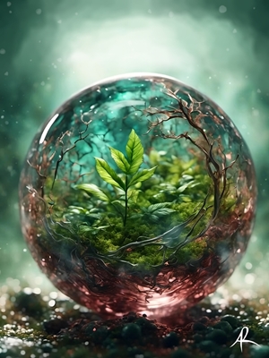 Plant in crystal ball