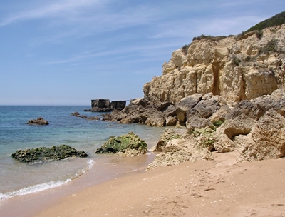Costa de arenito no Algarve