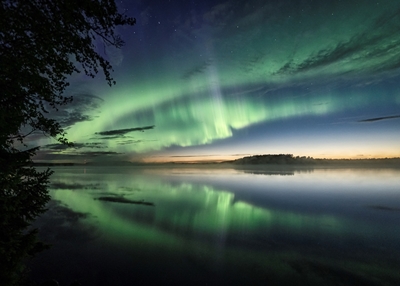 Doble aurora boreal en Savojärvi