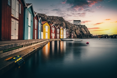 Colorful fishing houses Sweden