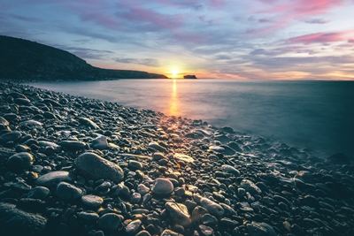 Sunrise on the stone beach