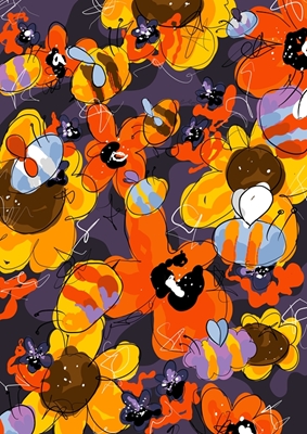 Bumblebees and flowers