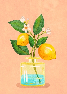 Lemon Bunch in Vase