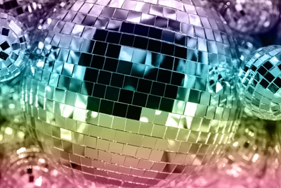 Rainbow Retro Disco Ball Glam 