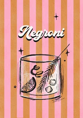 Negroni Drink on Pink & Orange