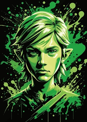 Link of Zelda - Green Abstract