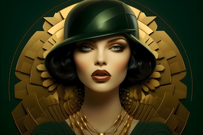 Green Lady with Hat - Portrait
