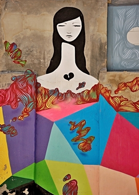 Colored graffiti woman