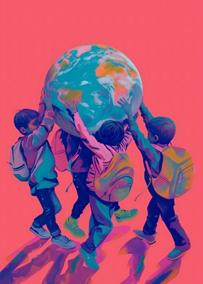 Kinder, die die Erde tragen