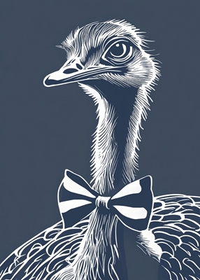 Ostrich in a bow tie