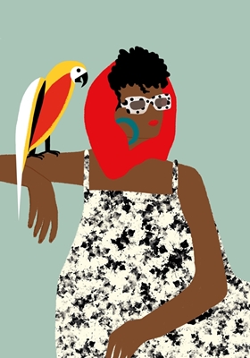 WOMAN AND PARROT