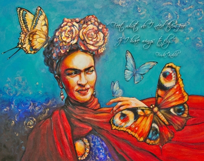 Frida Kahlo mit Schmetterlingen