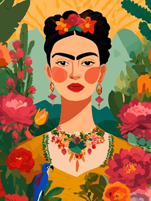 Frida Kahlo illustratio floreale