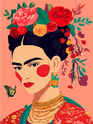 Frida Kahlo profil blomster
