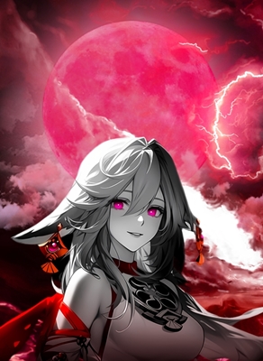 Anime yae Miko moon Red