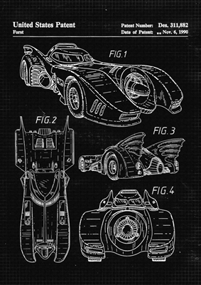 Vintage Batman Car Pattent pósters y Art Prints de Fan Art - Printler