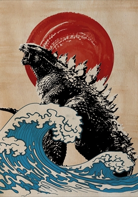 Godzilla and the Wave posters & prints by HeyOloy - Printler