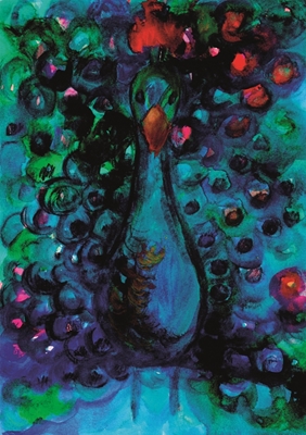 Peacock, watercolor, colorful