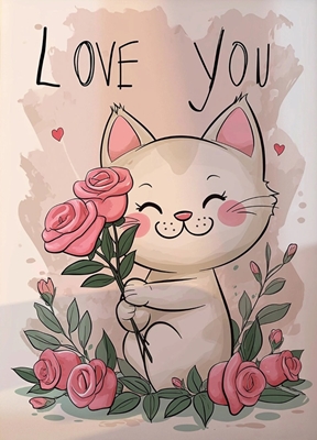 Happy Valentines Day Cute Cat