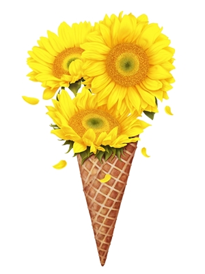 Ice cream with sunflowers 