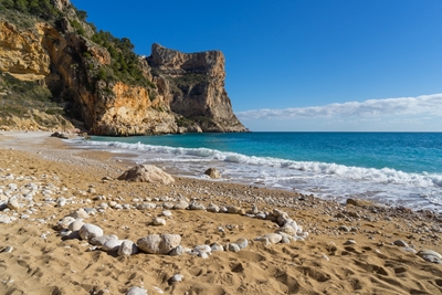 Mediterranean beach and cliffs