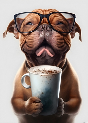 Cute Dog and a Glass of Coffee