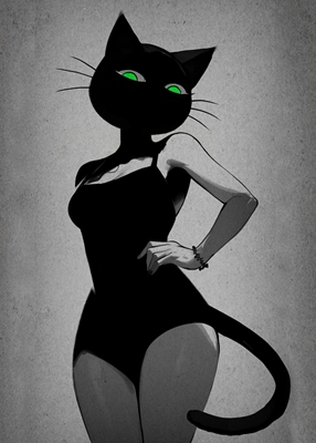 Black Anime Girl Cat