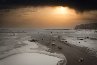 Vinter landskap øde strand