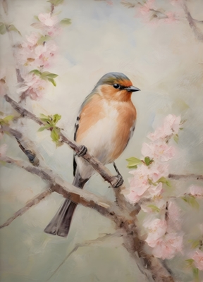 Frühlingsvogel in Kirschblüte